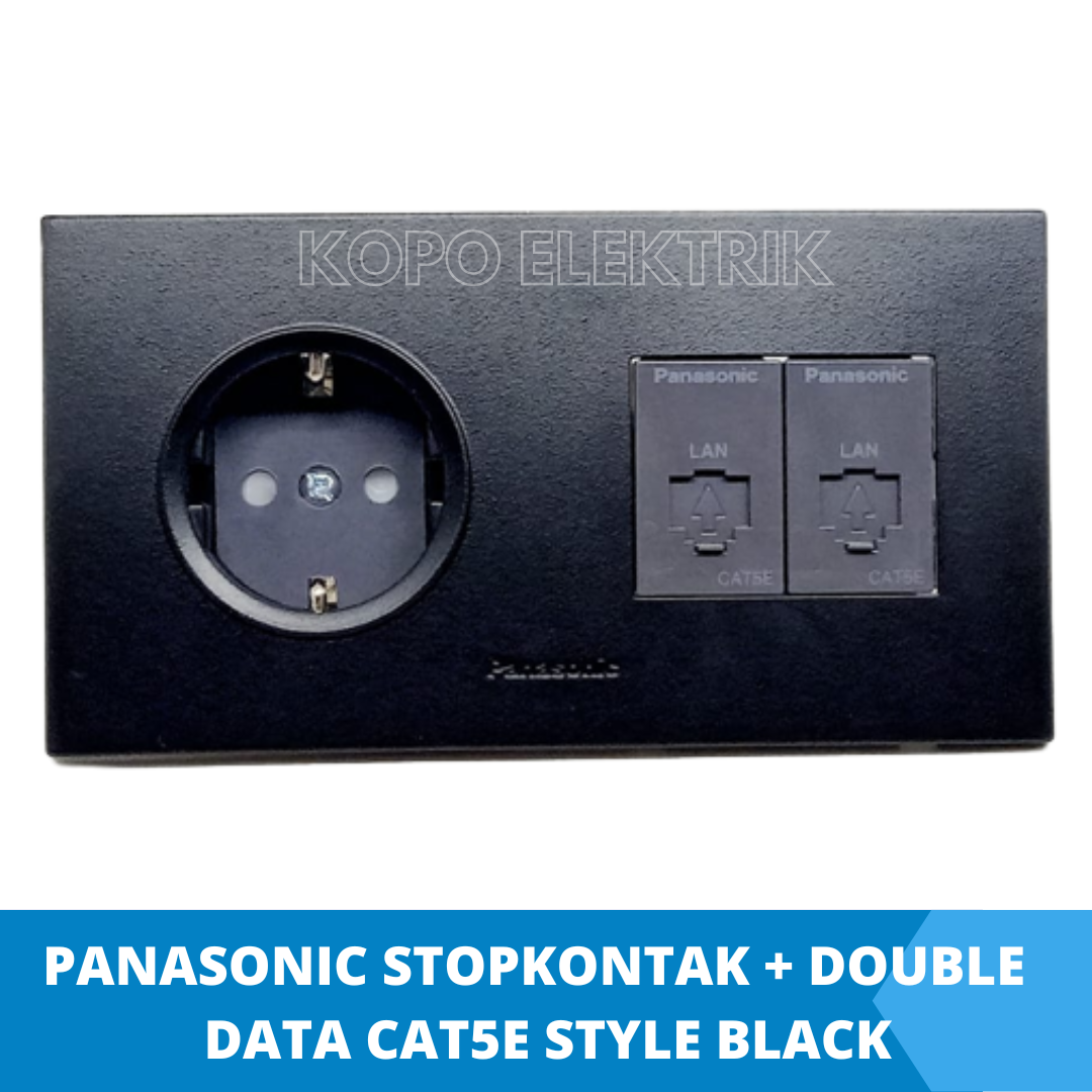 Panasonic Stopkontak Double Outlet Data Lan Cat E Style Black Hitam