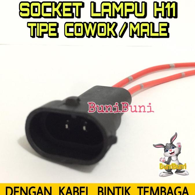 Socket Soket Lampu H11 HB3 HB4 Tipe COWOK INPUT LAKI MALE