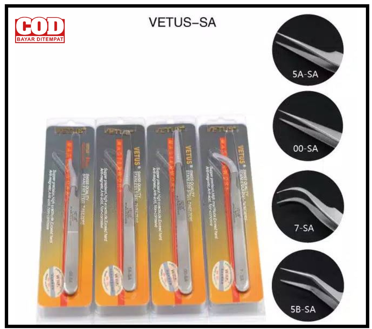 Pinset Vetus Tweezers Pinset Bulu Mata Extension Pinset Bengkok