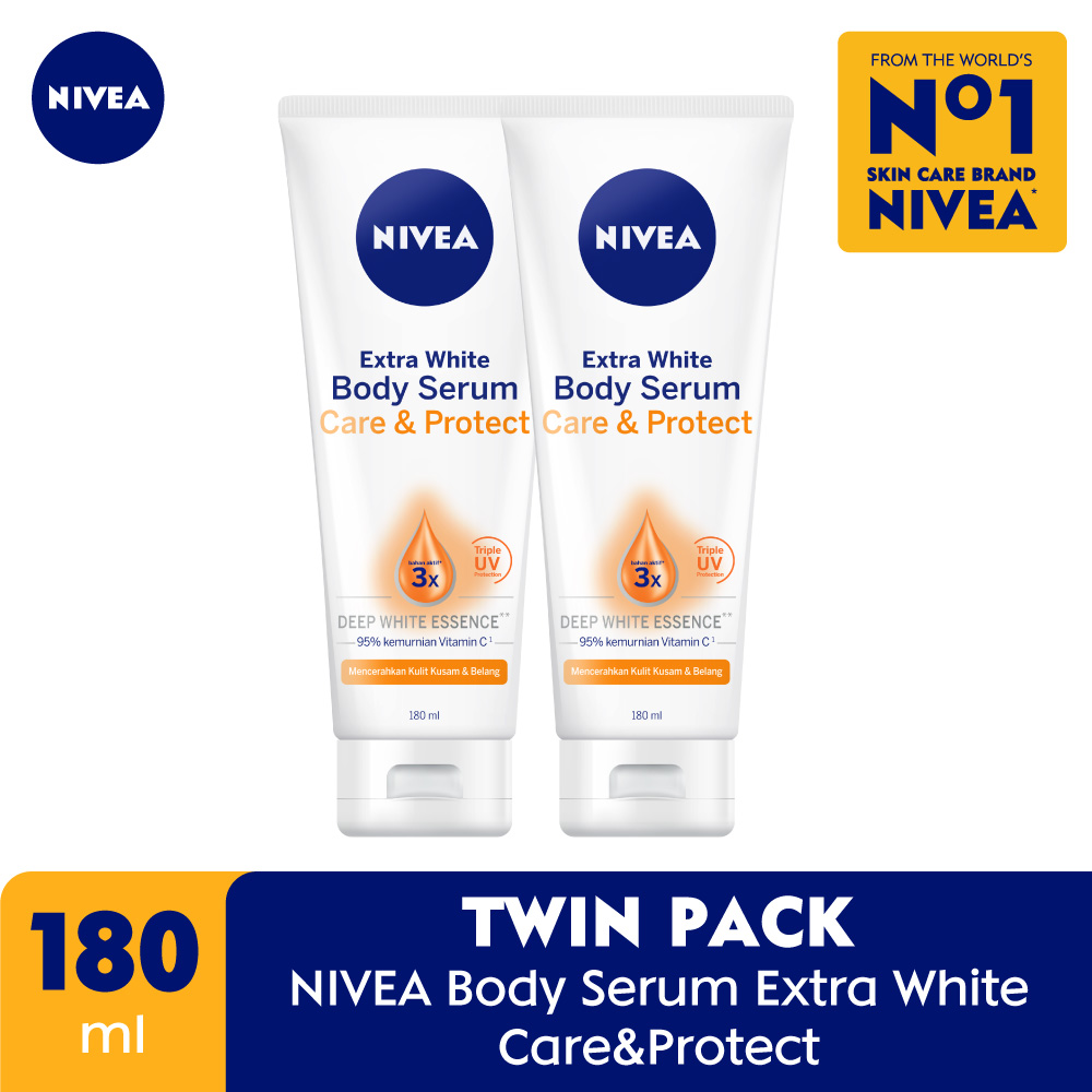 2 Pcs NIVEA Body Care Body Serum Extra White Care Protect Twin Pack