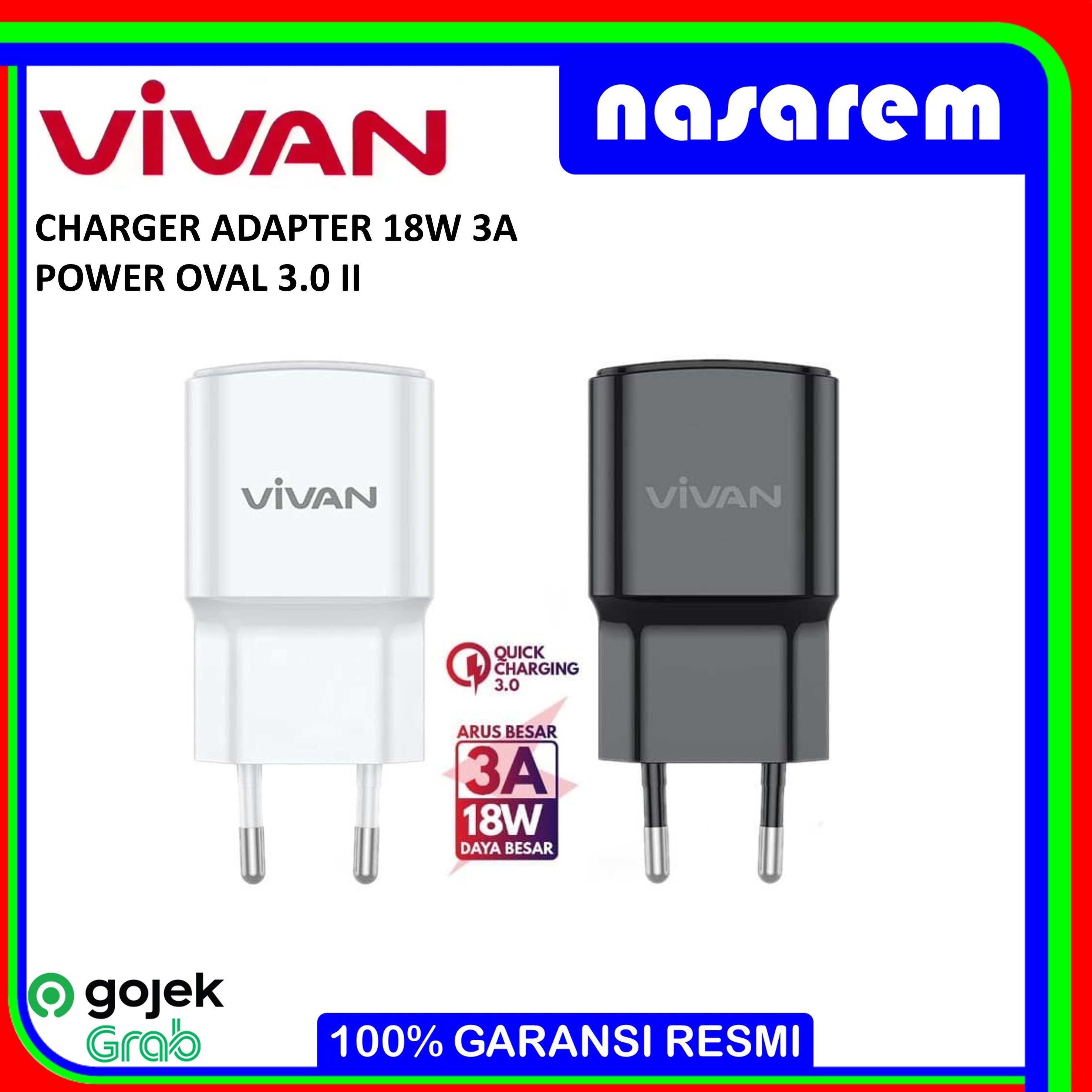 CHARGER ADAPTER VIVAN POWER OVAL 3 0 II 18W QUICK FAST CHARGING