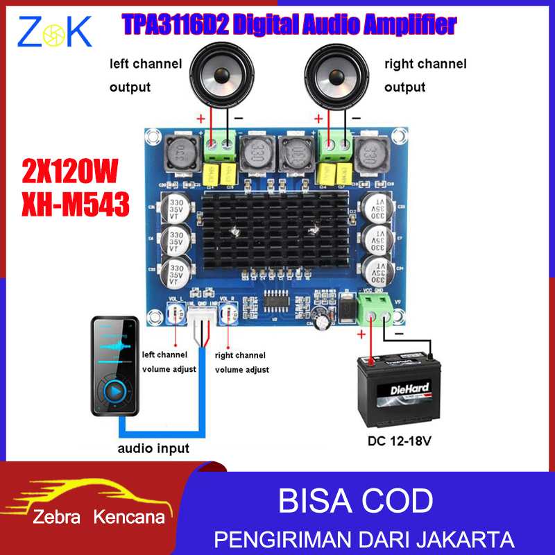 Dikirim Dari Jakarta Kit Power Amplifier Class D TPA3116D2 2x50W 100W