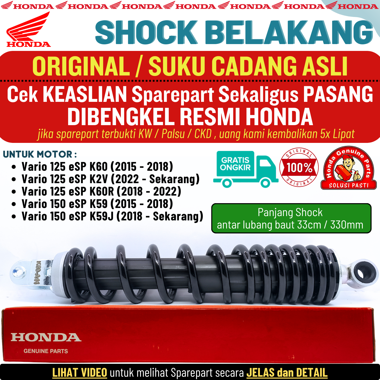 Shock Shockbreaker Belakang Vario Vario Original Vario Led