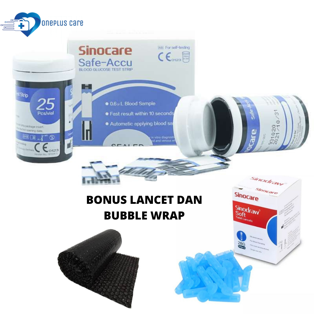 Strip Tes Cek Gula Darah Diabetes SINOCARE Lengkap Sinocare Safe Accu