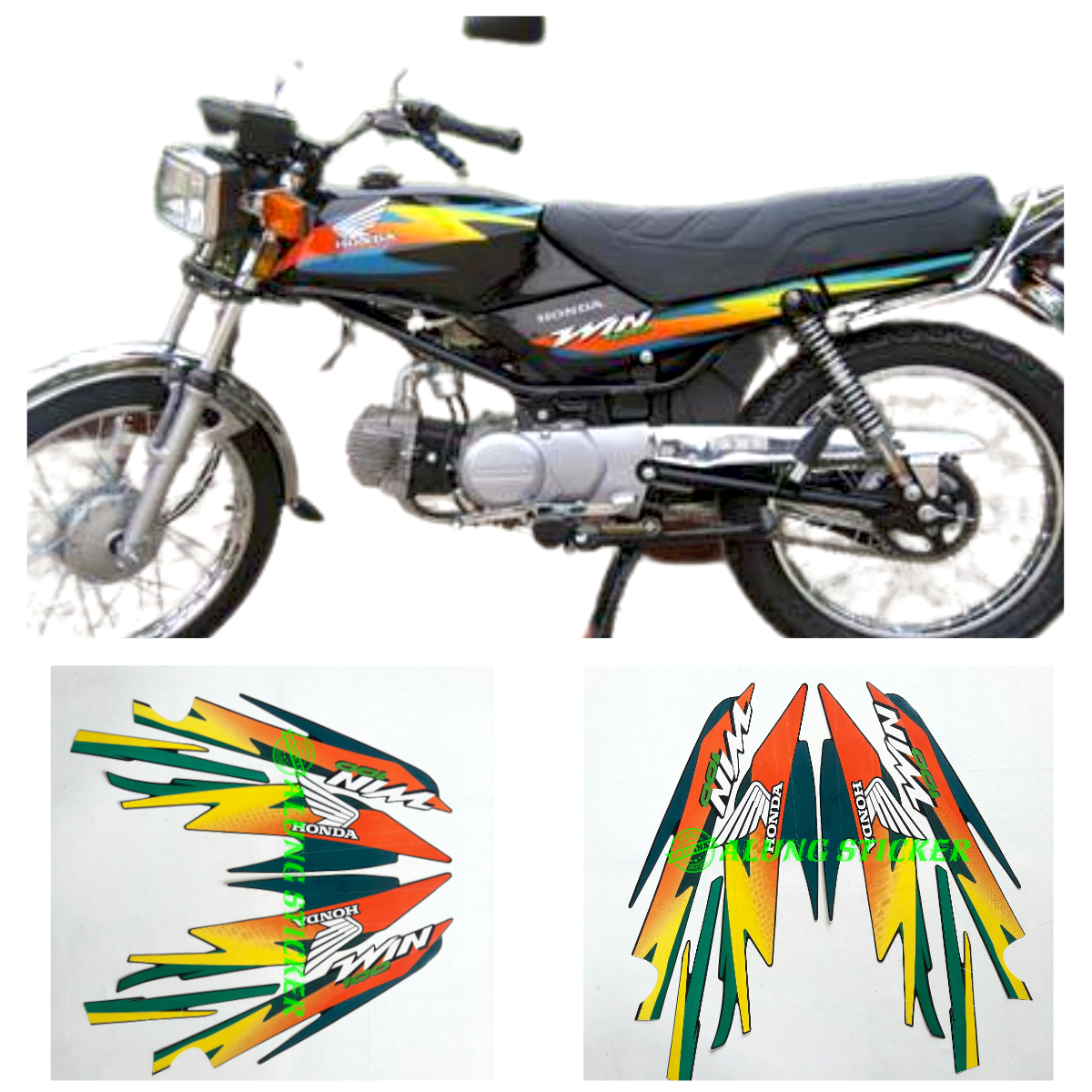 Stiker Striping Lis Les Body Motor Honda Win Tahun Hijau Set