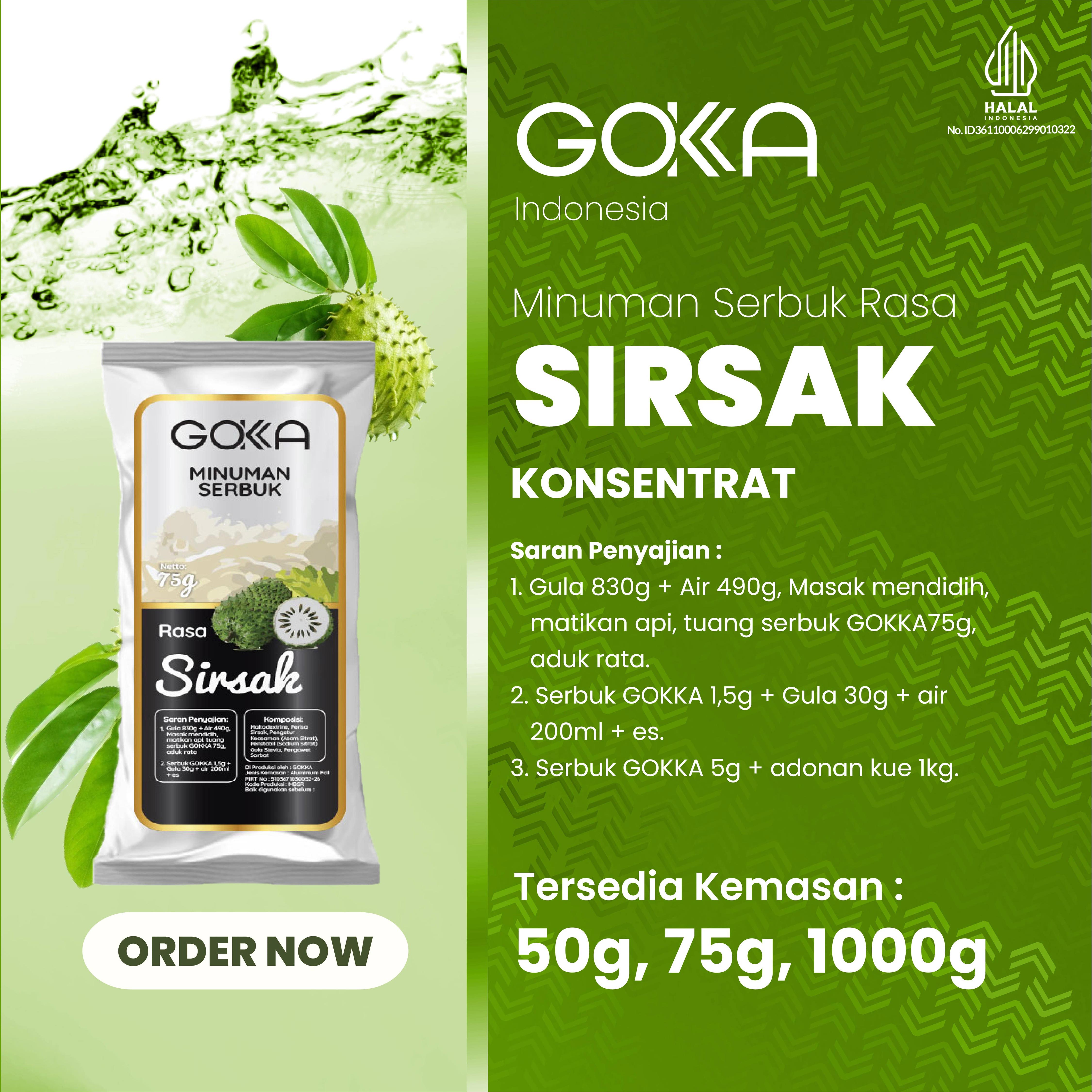 Gokka Powder Drink Minuman Bubuk Gokka Rasa Sirsak Kemasan 50gr