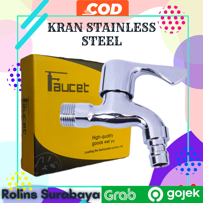 Kran Air Stainless Keran Panas Dingin Cuci Mesin Steel Tembok Taman