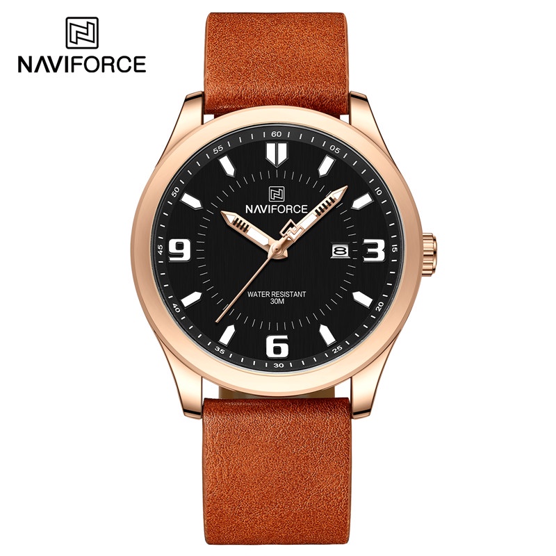 Jam Tangan Pria Original Naviforce Analog Kulit Leather Original