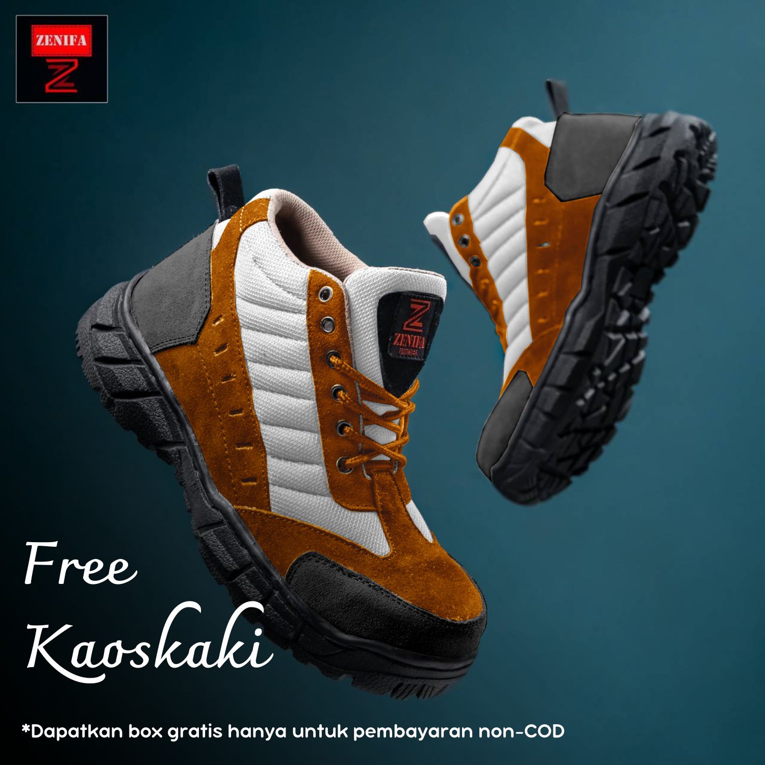 Sepatu Boots Safety Zenifa Tracking Intruder High Black Tan Kekinian