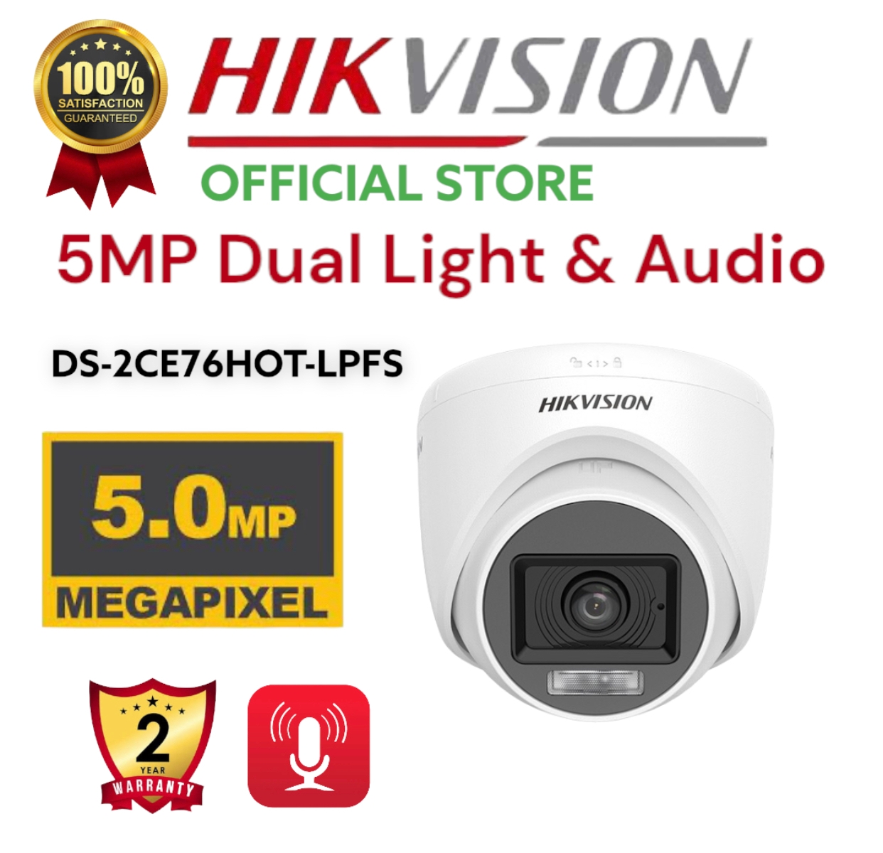 Hikvision Ds Ce K T Lpfs Mp K Dual Light Audio Indoor Fixed Turret