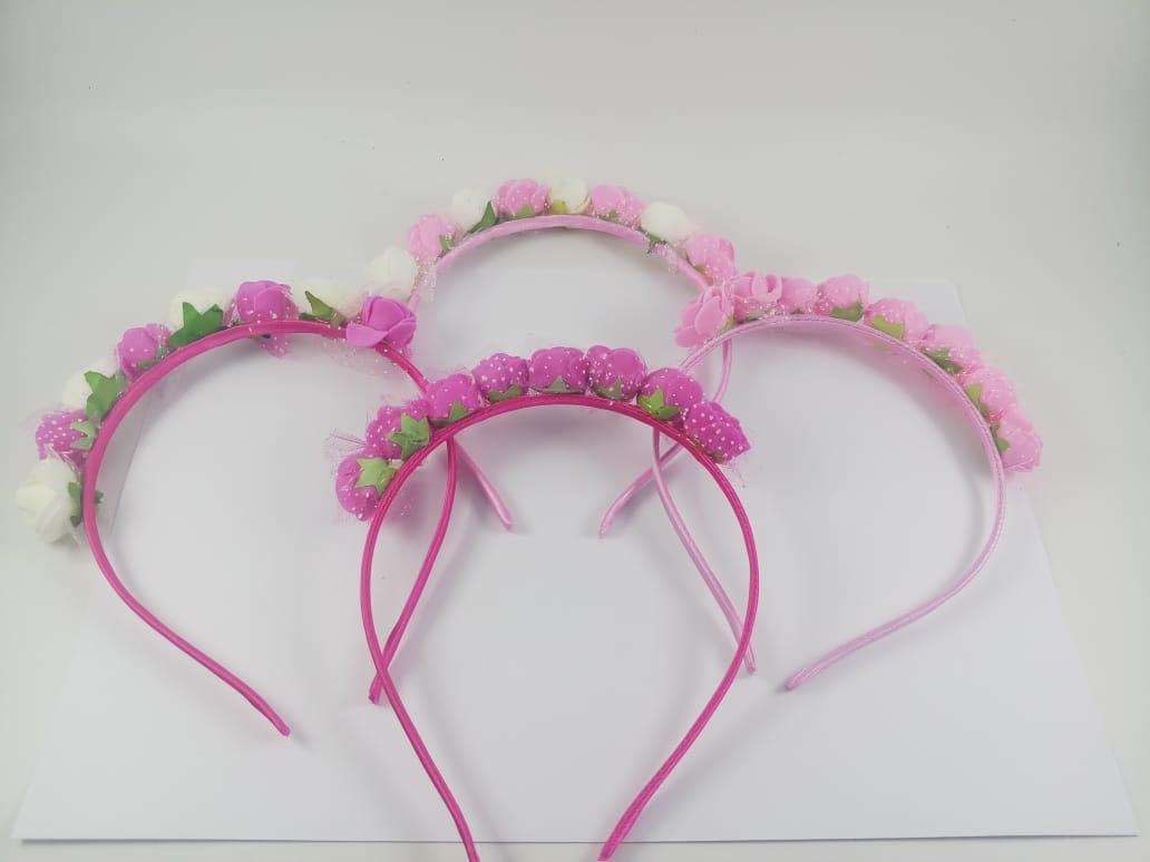1 ( SATU ) PCS HEADBAND / BANDO BUNGA MAHKOTA / BANDO BUNGA / BANDO PESTA ANAK PINK FANTA - 165