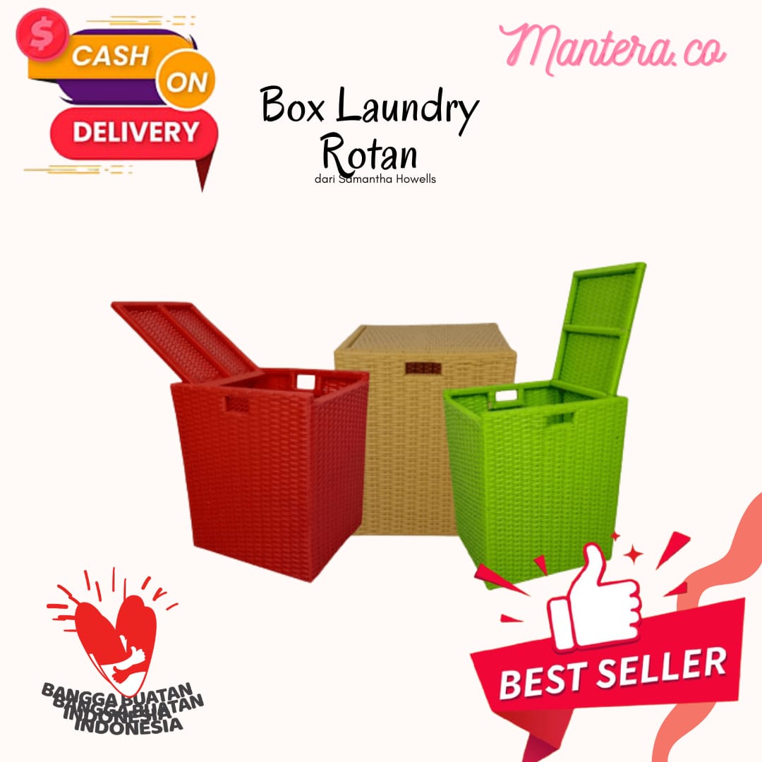 Original Kerajinan Rotan Kotak Laundry Box Baju Kotor Anyaman Rotan