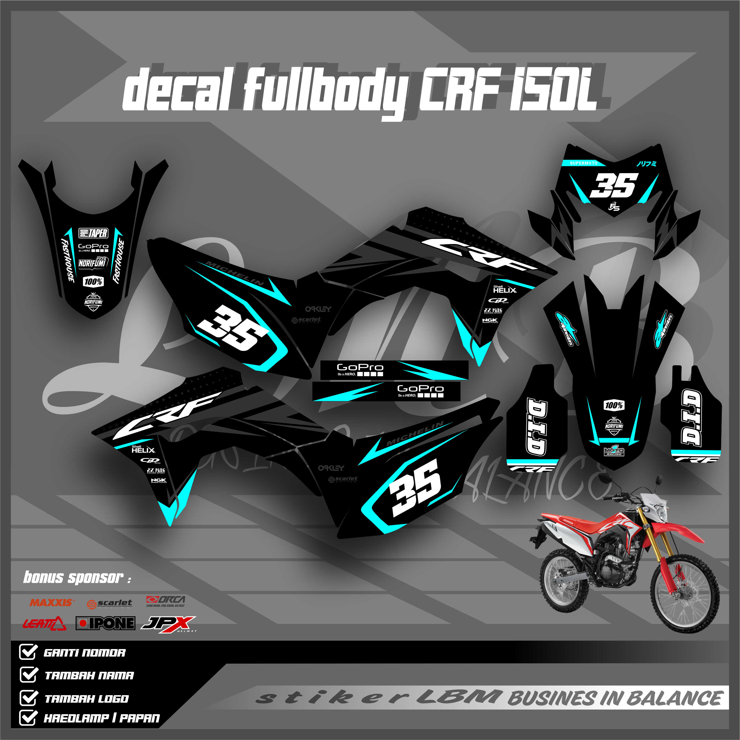 Decal Crf Hitam Decal Crf L Full Body Simple Minimalis Keren By Lmb