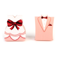 50PCS 25pairs Pink Bride Groom Tuxedo Dress Gown Wedding Favors
Candy Gift Box
