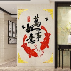 Angin cina 3d stiker dinding akrilik ruang tamu pintu masuk kamar tidur sofa tv latar belakang dekorasi rumah stiker dinding tiga dimensi
