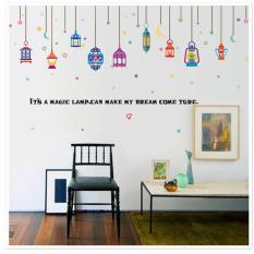 Mimosifolia Arabic lanterns Ruang tamu dapur wallpaper sticker Stiker dinding kamar tidur anak-anak PVC Seni Mural Dekorasi Rumah prasekolah kelas perekat diri dekoratif wallpaper - intl