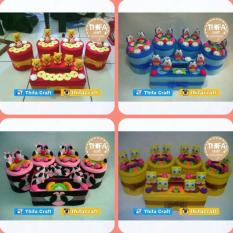 baru - toples set hias flanel motif sapi hitam - fourtyshops