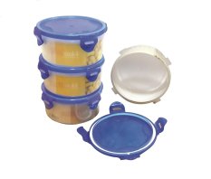 BonBon Lock 4 Sealware / Kotak Makanan Toples Kue 650ml 4Pcs- Biru