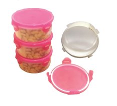 BonBon Lock 4 Sealware / Kotak Makanan Toples Kue 650ml 4Pcs- Pink