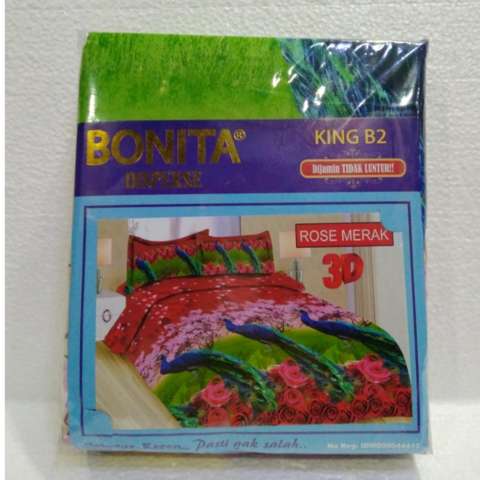 Couple Sprei + Selimut Super Lembut Dan Tebal Merk Bonita - ROSE MERAK Uk. 180