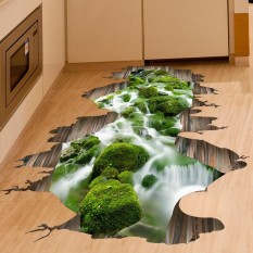 Creative 3D Green Stream Wall Stickers Floor Living Room Bathroom TV Wallpaper Decorative PVC Sticker 50*70cm - intl