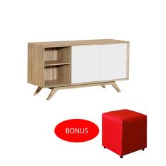 CREOVA Rak TV Agusto Series Putih BONUS Puff Kursi Dekorasi