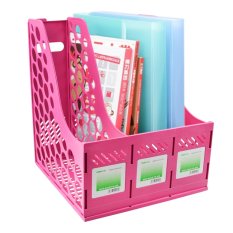 Divider Bagian Majalah File Holder Bingkai Tray Shelf Lever Arch File Folder Penyimpanan Rak Kokoh Display Stand Meja Rapi Perlengkapan Pink-Intl