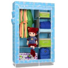 Fthree Cloth Rack With Cover Rak Baju Multifungsi ( Lemari Kain Non Woven ) Biru