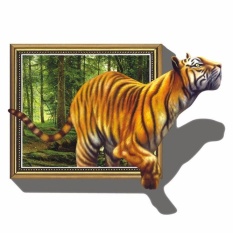 Giant 3D Tiger Jumping Out of Jungle Peel & Stick Wall Decals - intl
