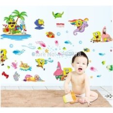 Hot Sell SpongBob Kids Favorite DIY Removable Wall Sticker Kid Rooms Bathroom living room bedroom Home Decor Mural Decal DF9909