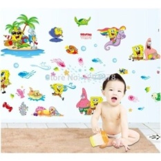 Hot Sell SpongBob Kids Favorite DIY Removable Wall Sticker KidRooms Bathroom living room bedroom Home Decor Mural Decal DF9909