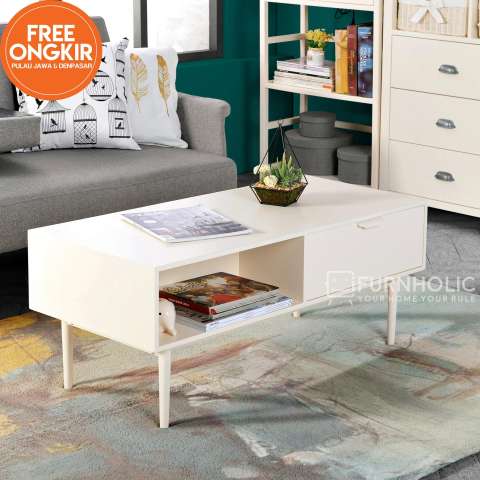 iFurnholic Cecilia Coffee Table - Meja Sofa - Putih Tulang - Gratis Pengiriman Pulau Jawa dan