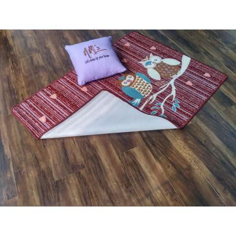 Tren-D-rugs - Karpet Karakter Anak-anak 100 cm x 140 cm Owl Merah JK12MR - NMs 1