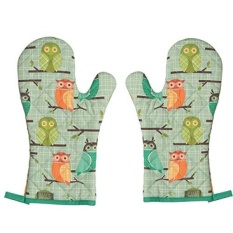 Dapur Gaya Sekarang Designs Basic Oven Mitt, Set Dua, Owls-Intl