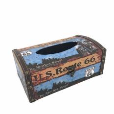 LaCarLa Decorative Retro Vintage Design Hinged Refillable Tissue Box Holder Cover - Tempat Tissue Corak Antik Jadul Kuno - Route 66