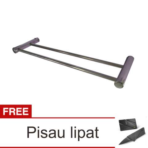 Lanjarjaya New 2 Stainless Steel Dinding Mount Pemegang Gantungan Handuk Bar Di Kamar Mandi + Pisau Lipat
