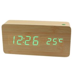 Led Clock Digital Wood Clock Jam Meja - JK-90B - Cokelat
