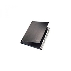 Leitz Pultordner, A4, 24 Fächer, 24 Plastik-Buchstaben-Taben MIT Einsteckschildern, Ichtlöcher, Schwarze Hartpappe, Schwarz, 58240095-Intl
