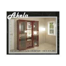 Akela - Lemari Pakaian 3 Pintu 7301 Kaca Reben Susu (Slide/Swing) - Brown (Khusus kota Medan saja + Free Ongkir)