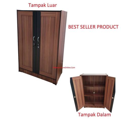 Home; Lemari Pakaian 2 Pintu Kecil Kayu Rak Serbaguna Baju SANTA