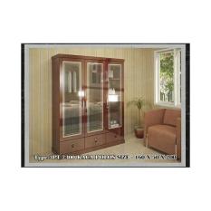 Akela - Lemari Pakaian 3 Pintu 7300 Kaca Polos - Mahogany (Khusus kota Medan saja + Free Ongkir)