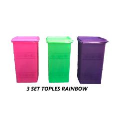PADIe - 3 PCS TOPLES Plastik KOTAK ukuran 13 x 13 x 24 cm / toples Besar/JUMBO/toples camilan/snack/tempat serbaguna/kotak kue dan makanan