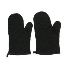 Pure Cotton Kitchen Essential 1 Pair Baking Gloves Check Pattern Thick Heat Resistant Insulation Oven Mitt 18*28CM - Black