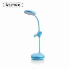 REMAX RT-E601 - Lampu Meja LED dengan Kipas Mini - 2 in 1 Eye Protection 360 Degree Rotary Table Lamp - Biru