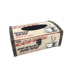 Ripple Decorative Retro Vintage Design Hinged Refillable Tissue Box Holder Cover - Tempat Tissue Corak Antik Jadul Kuno - Coffee