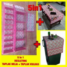 Set 5In1 Rak Tas Rak Sepatu Rak Jilbab Taplak Meja Taplak Kulkas Resleting H0146A