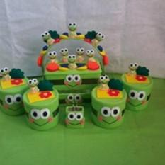 set toples hias full set (keranjang aqua dan taplak meja hias)