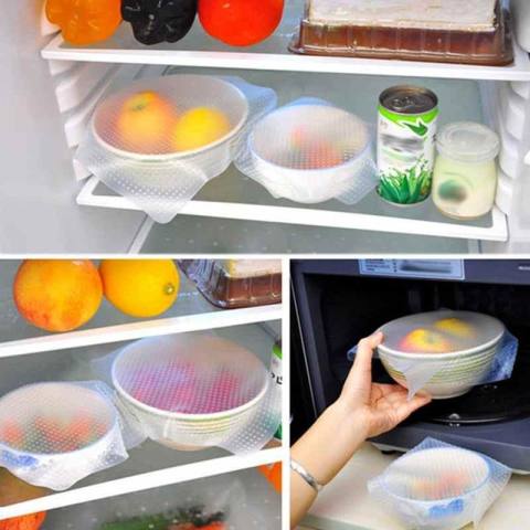 Silikon Sarung Bowl Cangkir Dish Sarung Silikon Regang Lids Menjaga Makanan Segar-Internasional 1
