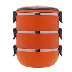 Stainless Steel Round Bentuk Tiga Tier Wadah Persiapan Makanan Bento Food Stacking Lunch Box-Intl