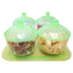 Toples kue lebaran safira set 4pcs + tray - hijau